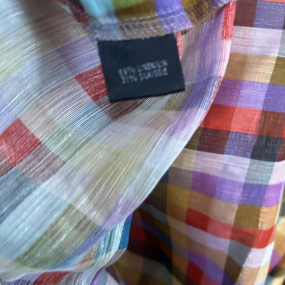 Lafayette NY128 Checkered Silk Blend Faux Wrap Blouse Size 16 - Picture 3 of 6